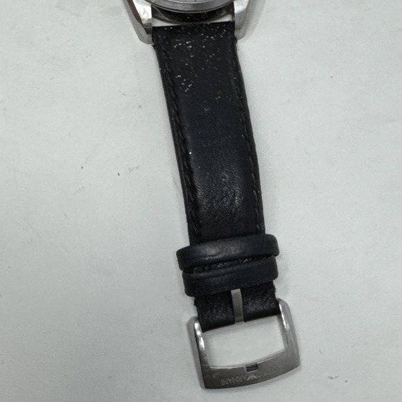 Emporio Armani Black Leather Band Mens Watch AR6015 Needs Battery - Picture 6 of 9
